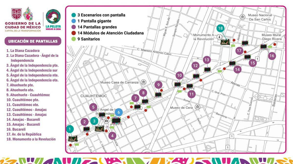 Conoce las ubicaciones de las megapantallas para ver el partido de México en el Centro Histórico. (@GobCDMX)