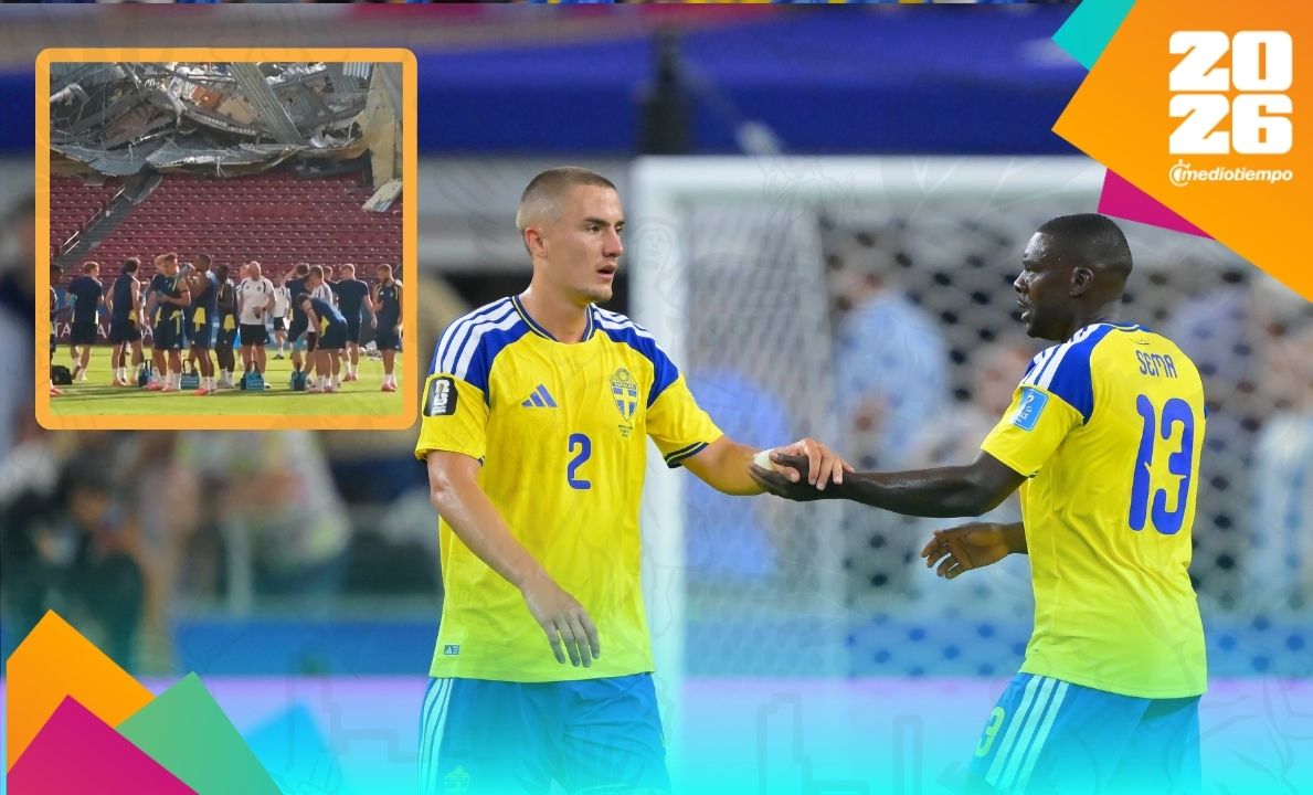Suecia está entrenando en un estadio en demolición en pleno Mundial (Fotografías: Imago 7 y captura de video)
