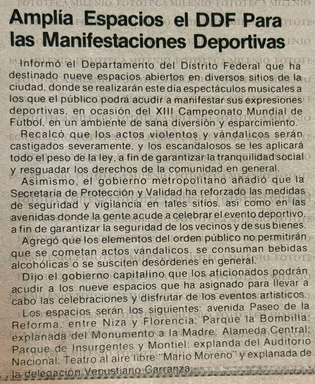 Se ampliaron espacios para manifestaciones deportivas. (foto: Fototeca Milenio)