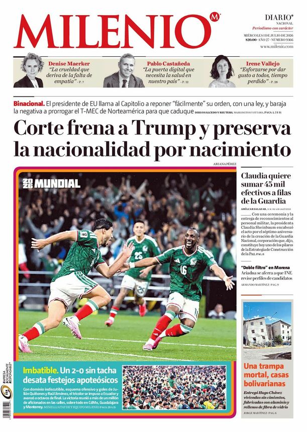 Portada Milenio (milenio.com)