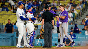 Rushing y Carrigg se hicieron de palabras en el Dodgers vs. Rockies. (Foto: MLB.com)
