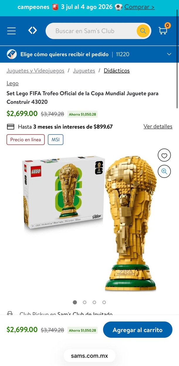El set de Lego del trofeo de la FIFA ya está en descuento (sams.con.mx)