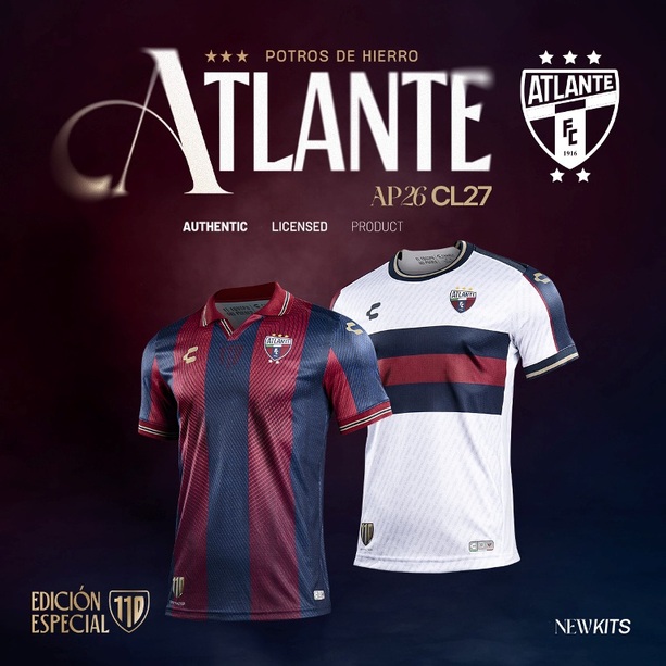 Los uniformes de local y visita del Atlante para el Apertura 2026 de la Liga MX (Cortesía)