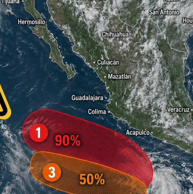 Conagua observa tres zonas de baja presión; aumenta el potencial de ciclones en el Pacífico | Foto: ChatGpt