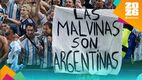 Los argentinos utilizaron pancarta con la frase "Las Malvinas son argentinas". (Foto: Reuters)