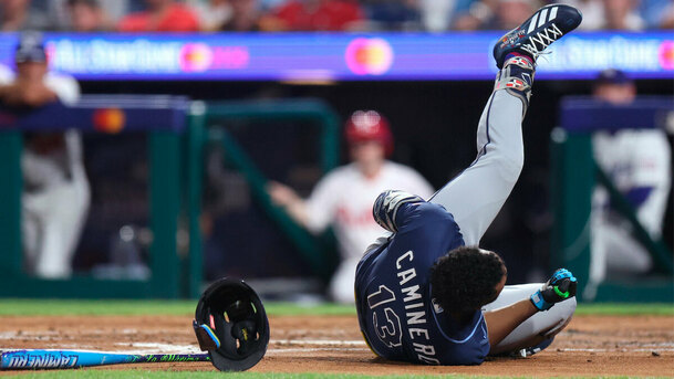 Junior Caminero abandonó el Juego de Estrellas 2026 por un pelotazo | Foto: MLB.com