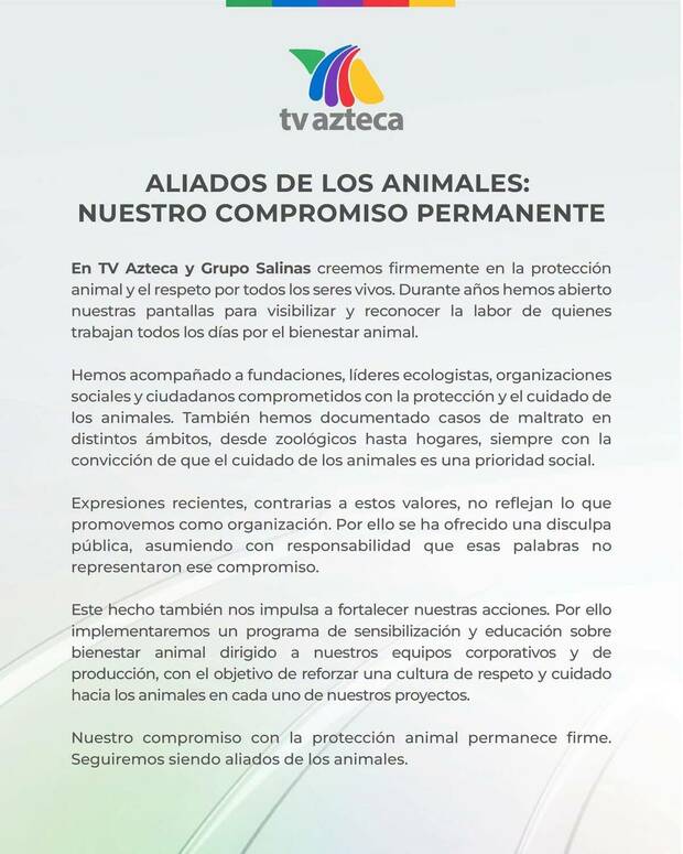 TV Azteca lanza comunicado