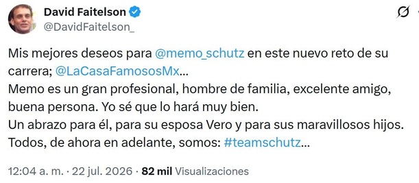 Mensaje de David Faitelson (X @DavidFaitelson_)