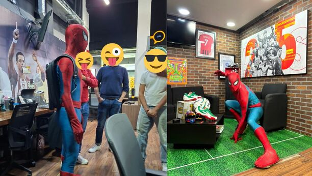 Spider-Man conquista la redacción de Mediotiempo con una visita inesperada | Foto: Editorial Medo tiempo
