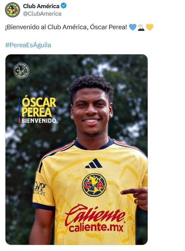 Óscar Perea ya es jugador del América (X @clubamerica)