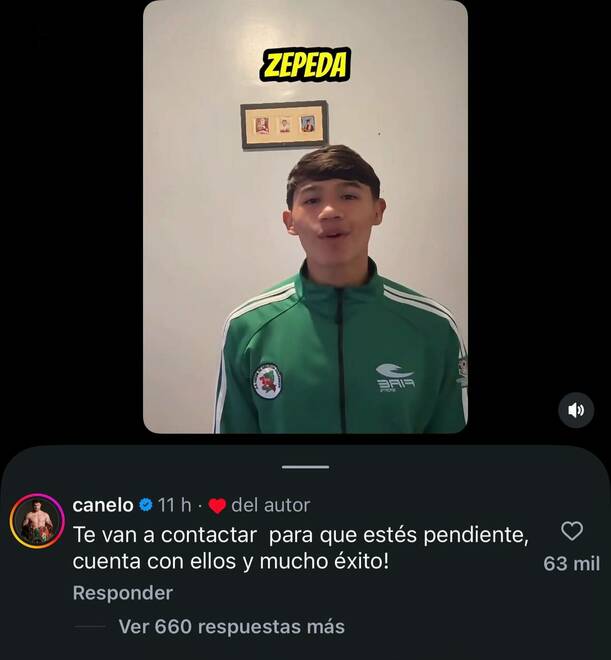 Respuesta de Canelo a Josué Zepeda (Instagram @josue_zdaglez)