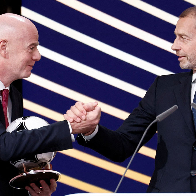 El presidente de la UEFA, Aleksander Ceferin, y el presidente de la FIFA, Gianni Infantino. (Foto: Reuters)