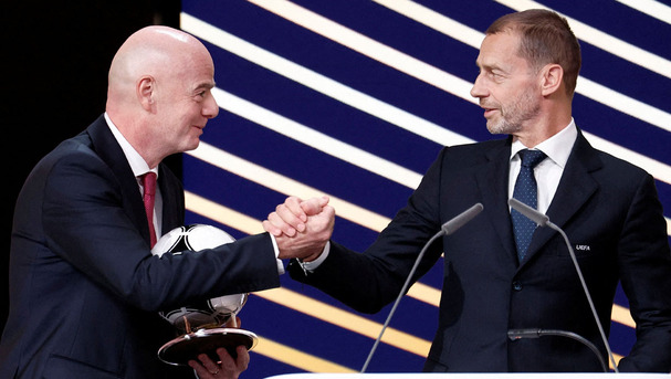 El presidente de la UEFA, Aleksander Ceferin, y el presidente de la FIFA, Gianni Infantino. (Foto: Reuters)