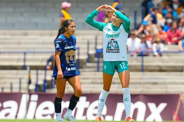 Chelsea Lien, de León, celebra uno de sus dos tanto en el partido ante Pumas. FOTO: Imago7