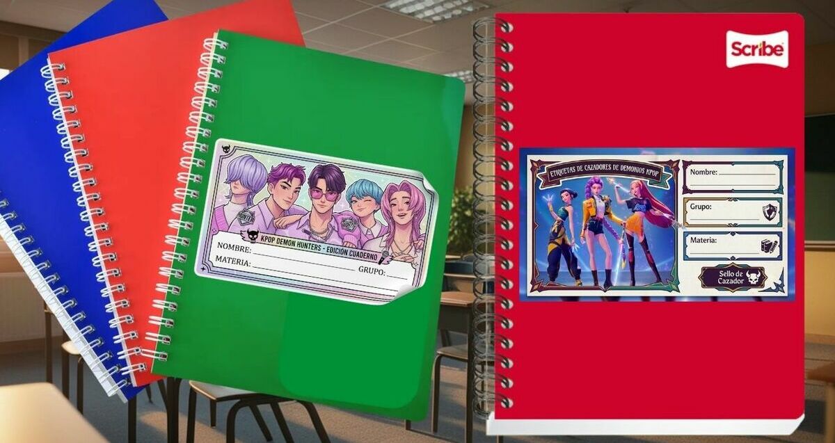 Crea etiquetas escolares de KPop Demon Hunters paso a paso | Foto: Gemini y Canva
