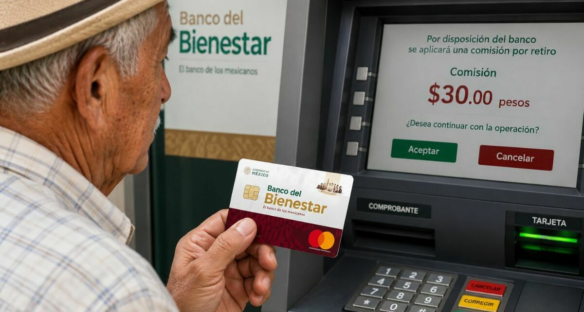 Comisiones por retirar la Pensión Bienestar en 2026: cuotas de bancos. (Foto: ChatGPT).