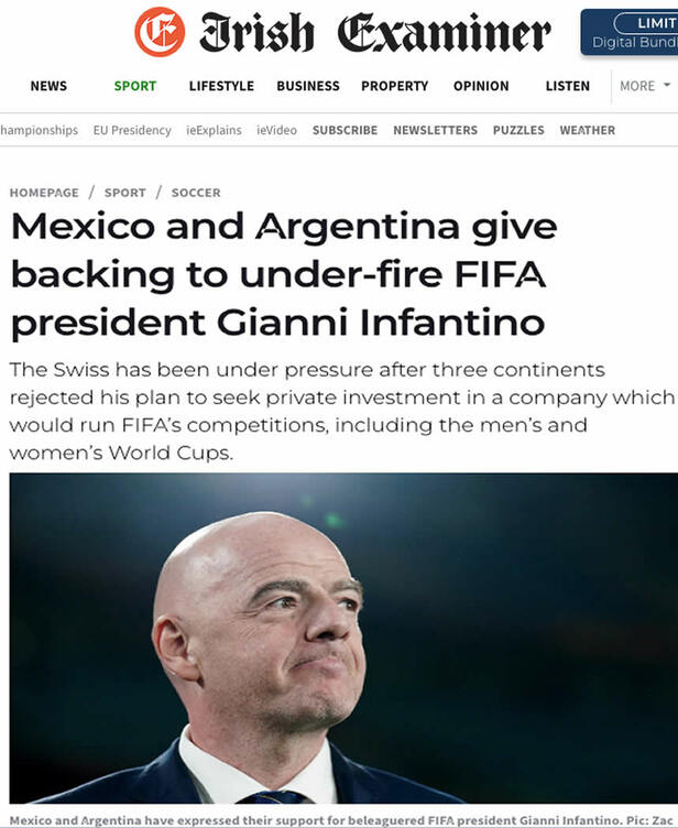 Diario Irish Examiner de Irlanda.