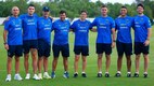 Matías Almeyda con su cuerpo técnico, incluido Matías Almeyda (@peladoalmeyda)