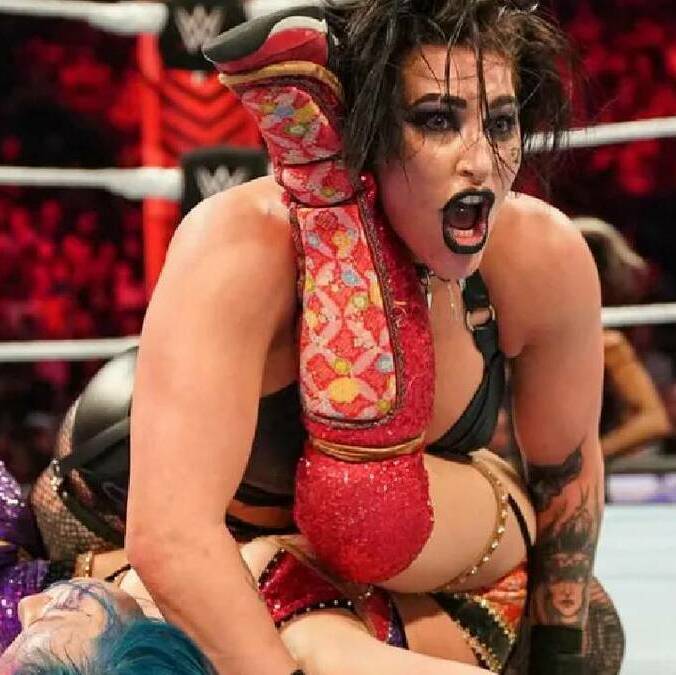 Rhea Ripley, durante una batalla de la WWE. FOTO: WWE
