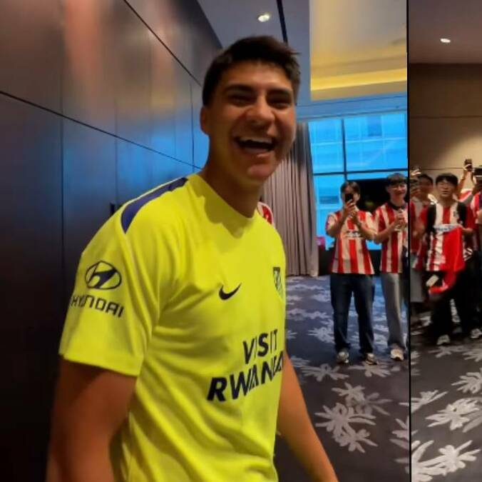 Obed Vargas recibió muestras de cariño en la gira del Atlético de Madrid por Corea del Sur. FOTO: Capturas @atleticodemadrid