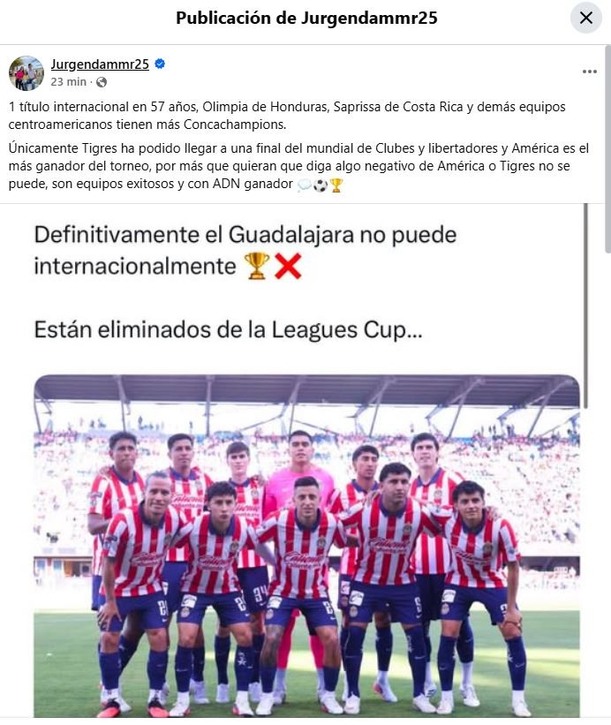 Publicación de Jürgen Damm (Facebook @Jdammr25)