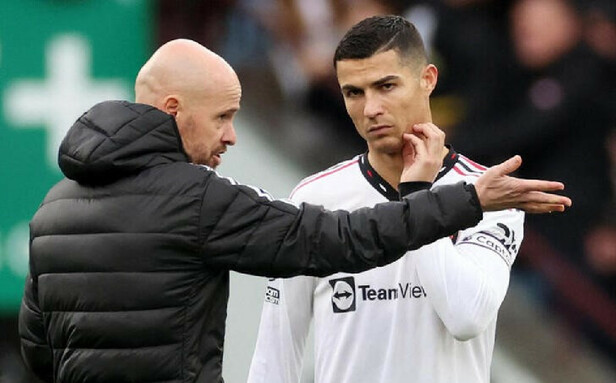 Ten Hang y Cristiano en el Manchester United. (FOTO: Reuters)