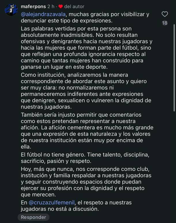 Mafer Pons en redes sociales