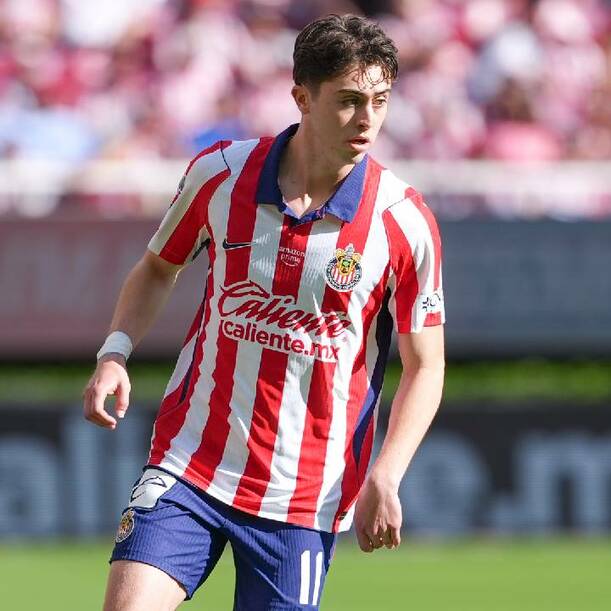 Brian Gutiérrez, durante un partido con el Guadalajara en el Apertura 2026. FOTO: Imago7