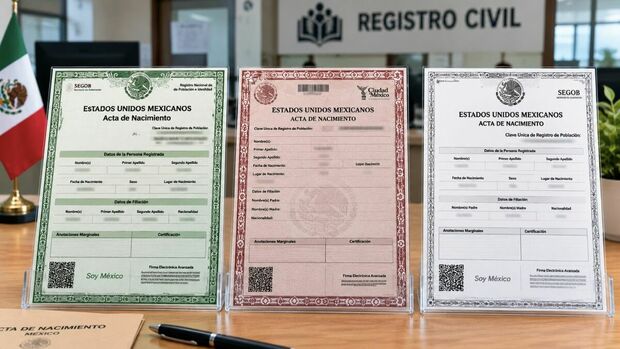 ¿Verde, roja o blanca? La explicación detrás de los colores del acta de nacimiento. (ChatGPT).