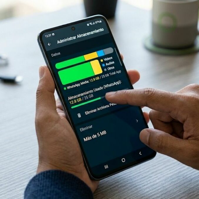 WhatsApp puede llegar a ocupar mucha memoria en tu celular (Imagen creada en IA)