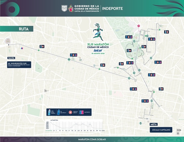 Esta será la ruta del Maratón de la CDMX 2026 para este 30 de agosto. (INDEPORTE)