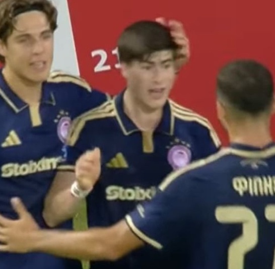 Hormiga González ya firmó su primer gol con Olympiacos (Captura Claro Sports)