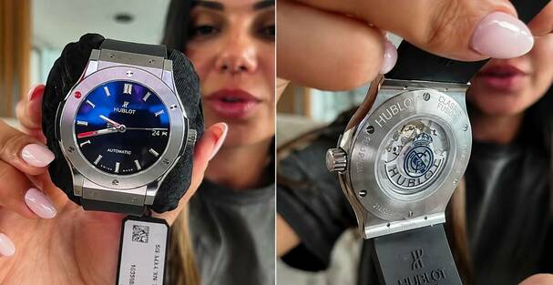 Así luce el reloj que recibió Marc Cucurella de parte del Real Madrid. FOTO: Claudia Rodriguez YouTube