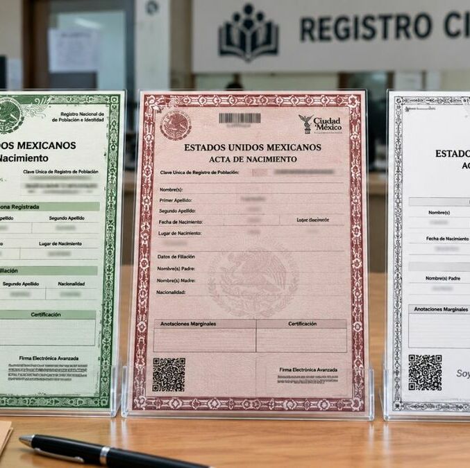 ¿Verde, roja o blanca? La explicación detrás de los colores del acta de nacimiento. (ChatGPT).