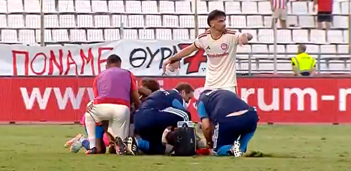 Jugador del Olympiacos sufrió fuerte lesión. (Captura)