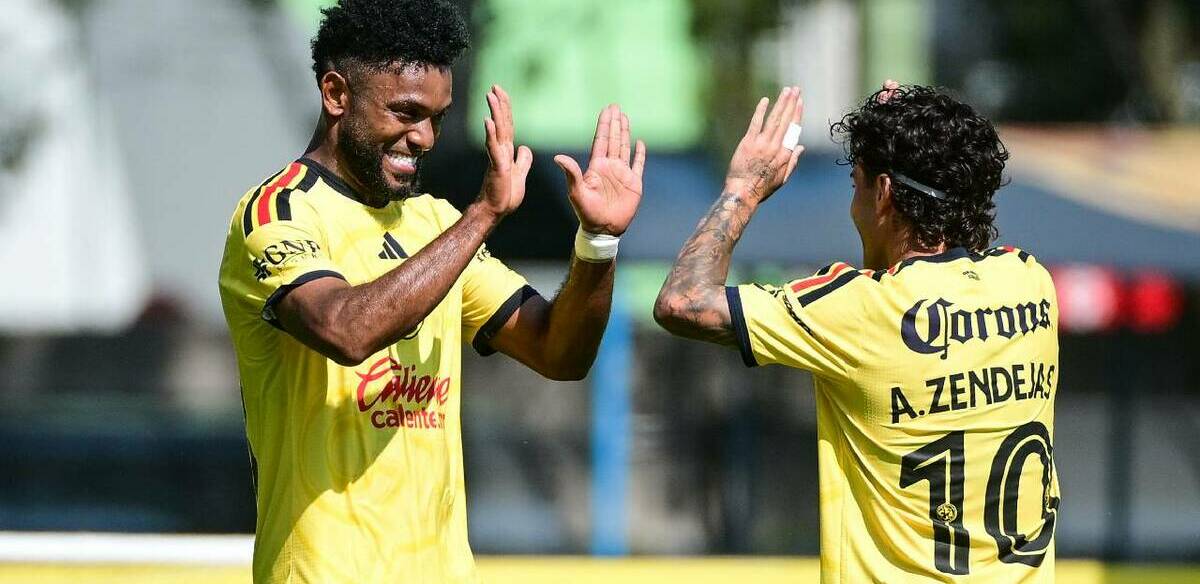 Miguel Borja y Alejandro Zendejas celebran una anotación con la categoría Sub 21 de América. FOTO: Imago7