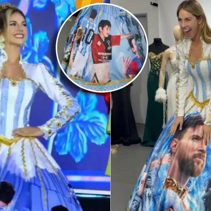 Alina Luz Akselrad rindió homenaje al astro argentino en el Miss Mundo 2026. FOTO: Capturas @alinaakselrad