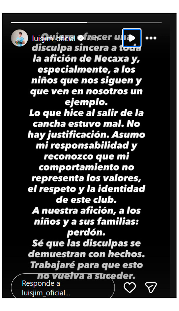 La disculpa de Luis Jiménez.