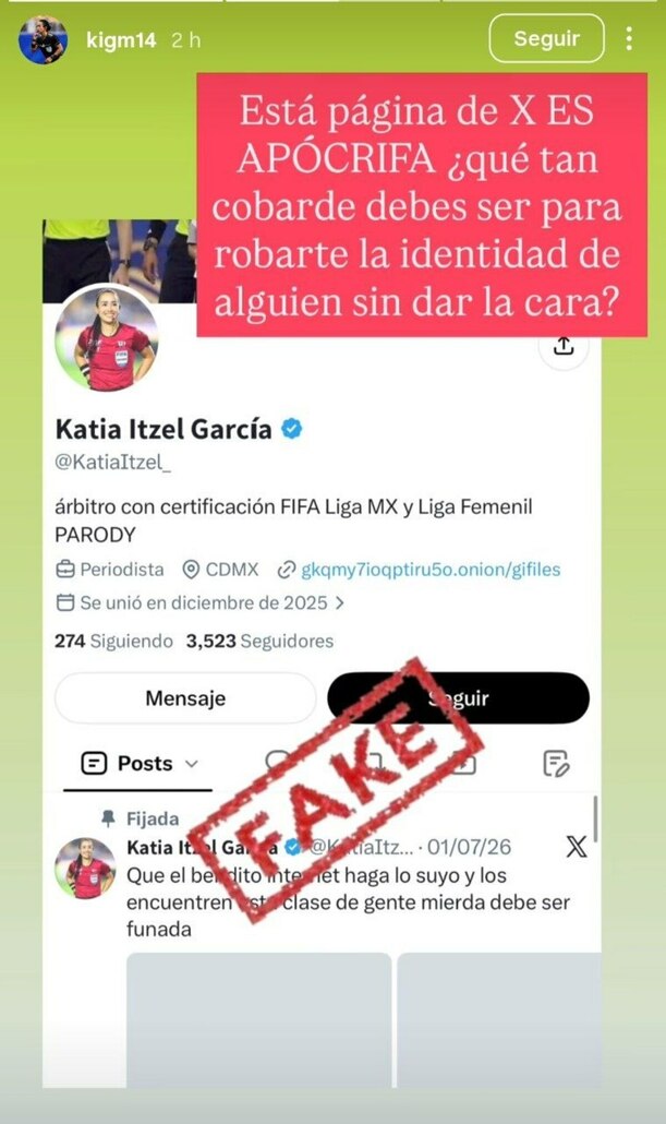 Katia Itzel denuncia perfil falso con su nombre / Captura