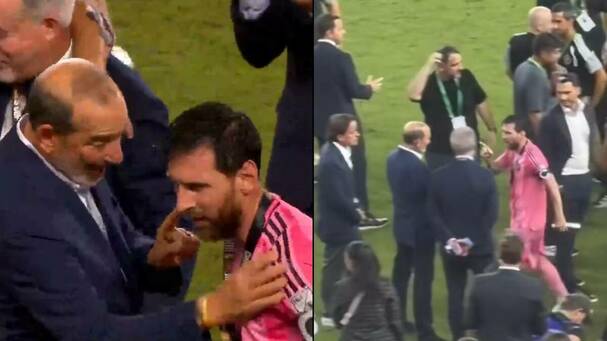 Así fue el momento tenso entre Lionel Messi y el Comisionado de la MLS, Don Garber. FOTOS: Capturas