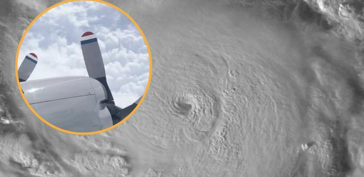Una avioneta del NOAA logró captar el ojo del Huracán Polo previo a que toque tierra en México. (@NOAA/X)