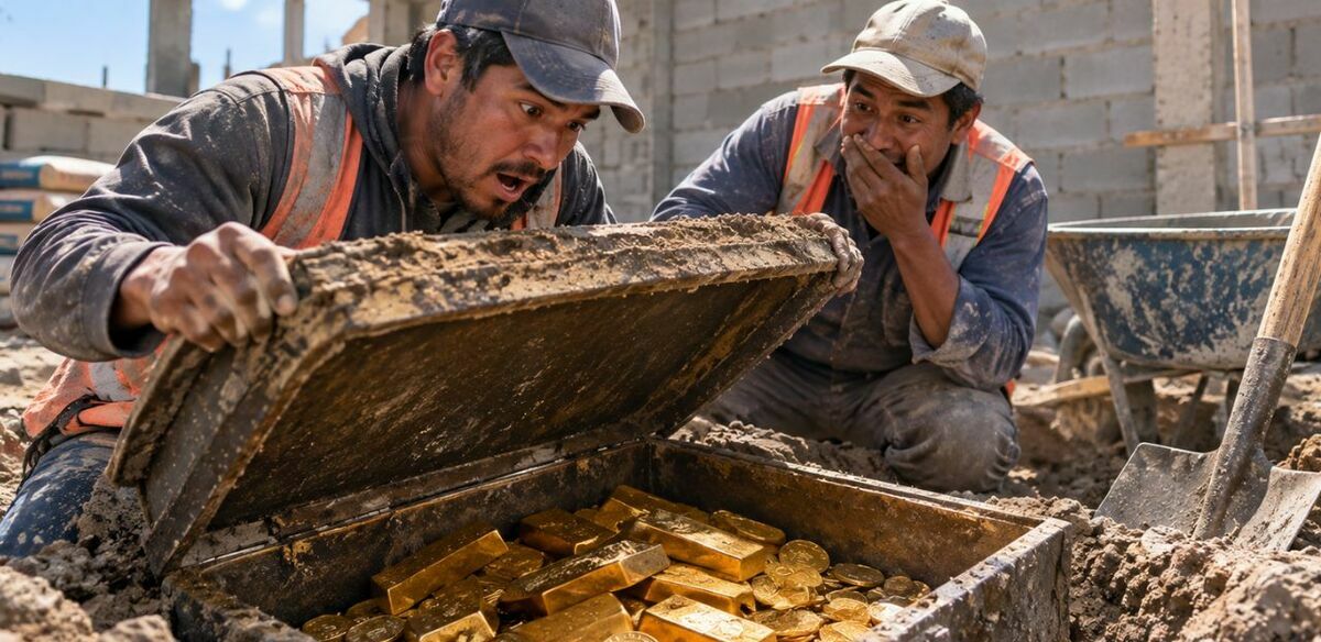 Albañiles descubren tesoro millonario durante una construcción. FOTO: ChatGPT