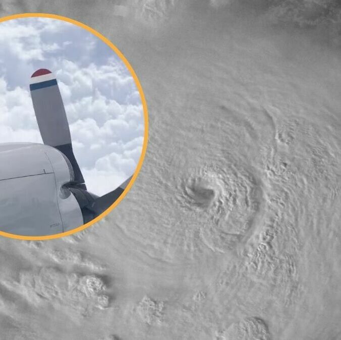 Una avioneta del NOAA logró captar el ojo del Huracán Polo previo a que toque tierra en México. (@NOAA/X)