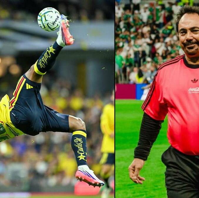 Hugo Sánchez felicitó a Miguel Borja por su gol de chilena ante Chivas. FOTOS: Imago7 / @hugosanchez_9