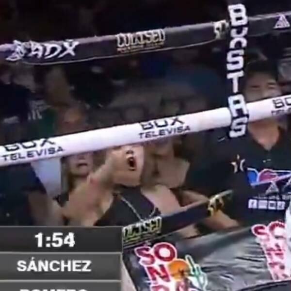 Señora le grita de todo a boxeadores en la orilla del ring / Captura