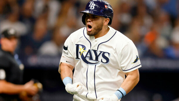 Jonathan Aranda y los Rays buscan sorprender a Yankees en el Juego 2. (Foto: MLB.com)