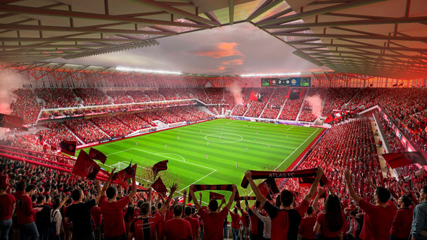 Así será el Estadio Atlas en su interior; destaca un 'dardo' a Chivas. (Grupo Prodi)