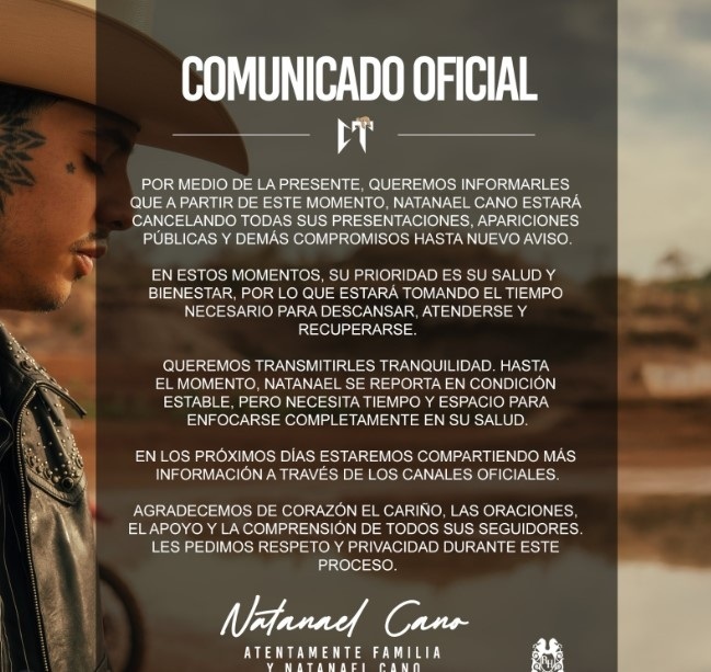 La familia de Natanael Cano se centrará en la salud del cantante. (Captura de pantalla)