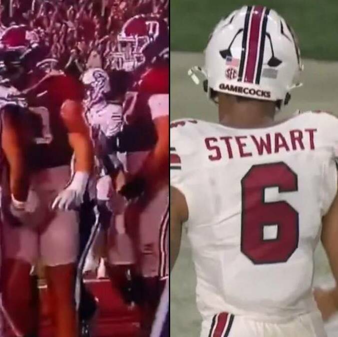 Dylan Stewart causó una gran polemica con su actitud en el duelo entre South Carolina y Alabama. FOTO: Capturas