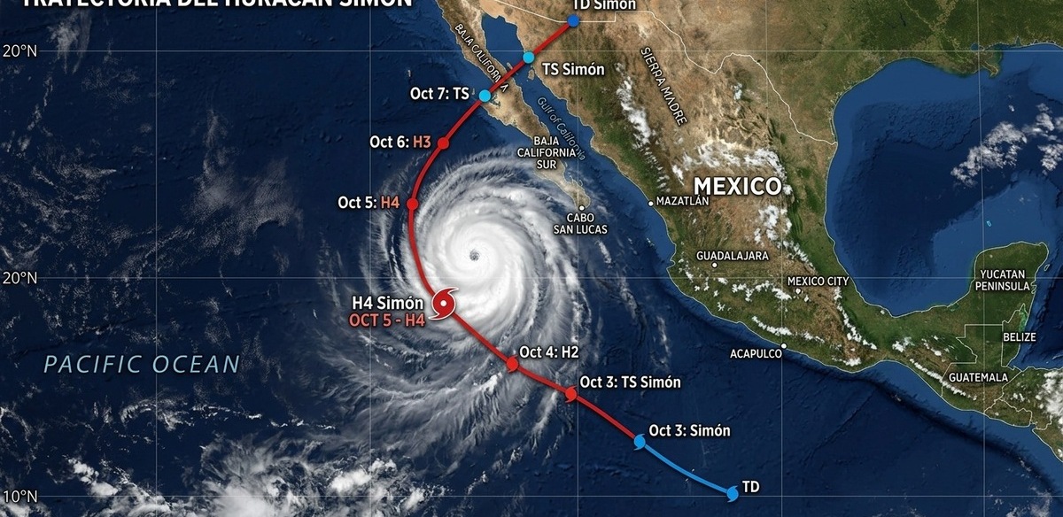 El Huracán Simón intensificó su poder a la categoría 4 y estos estados tendrán condiciones climáticas extremas. (Gemini AI)